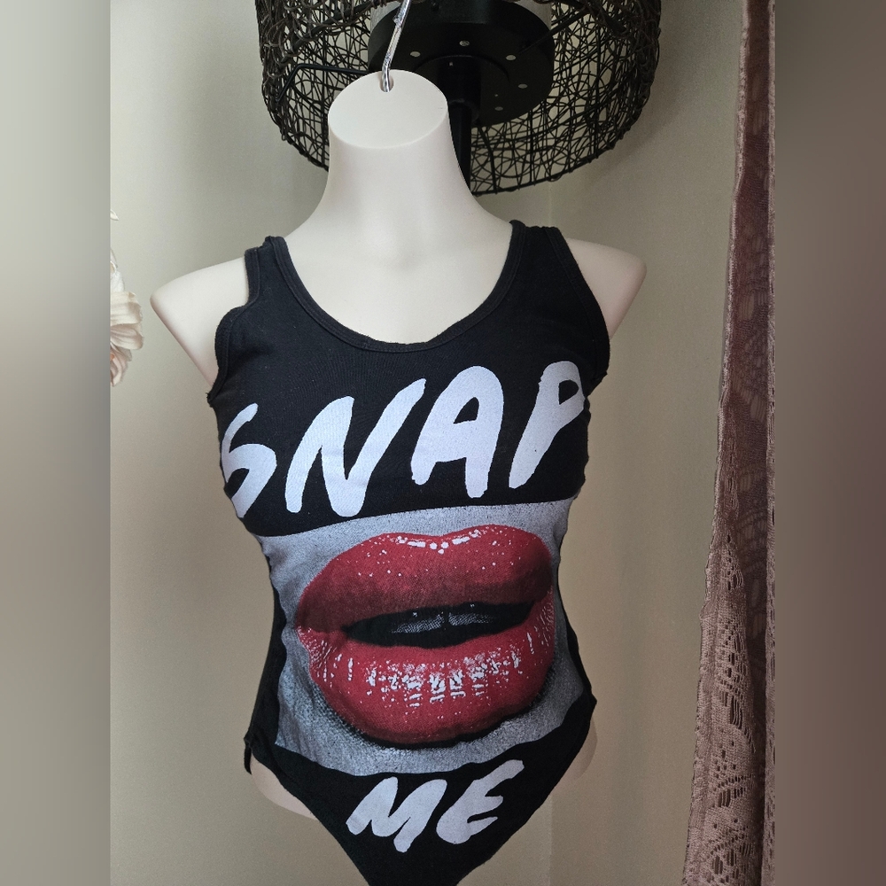 Black Graphic Tank Top Onsie